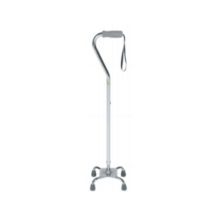 Swan-neck, Silver, Quad-base Walking Stick