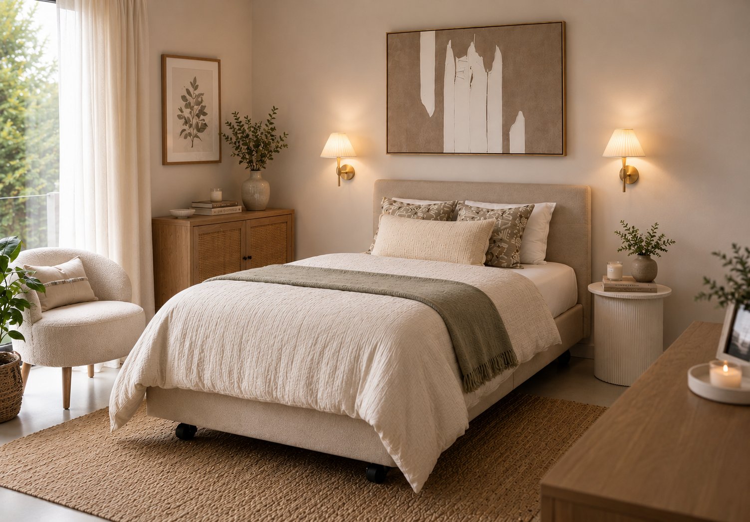 Homely adjustable bed in a warm bedroom, not a clinical hospital look