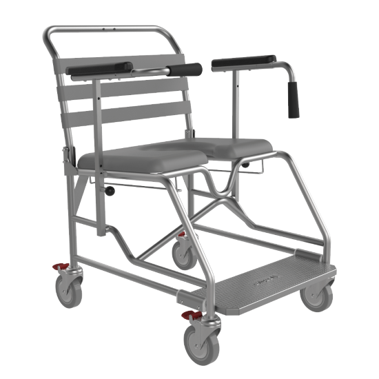The Aspire 600mm shower commode, rated up to 400 kg with a wide, reinforced seat