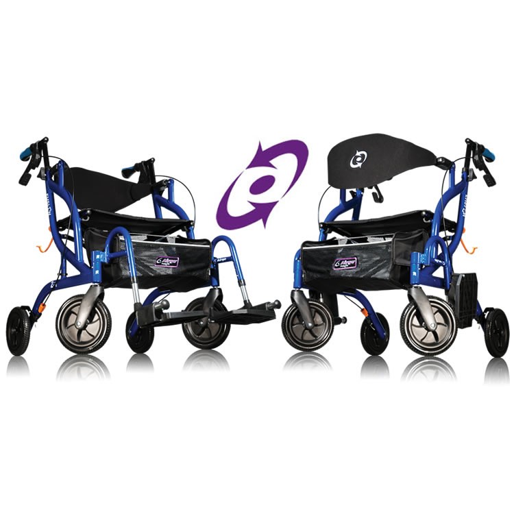 Airgo Fusion Side-Folding Rollator and Transport Chair in Pacific Blue